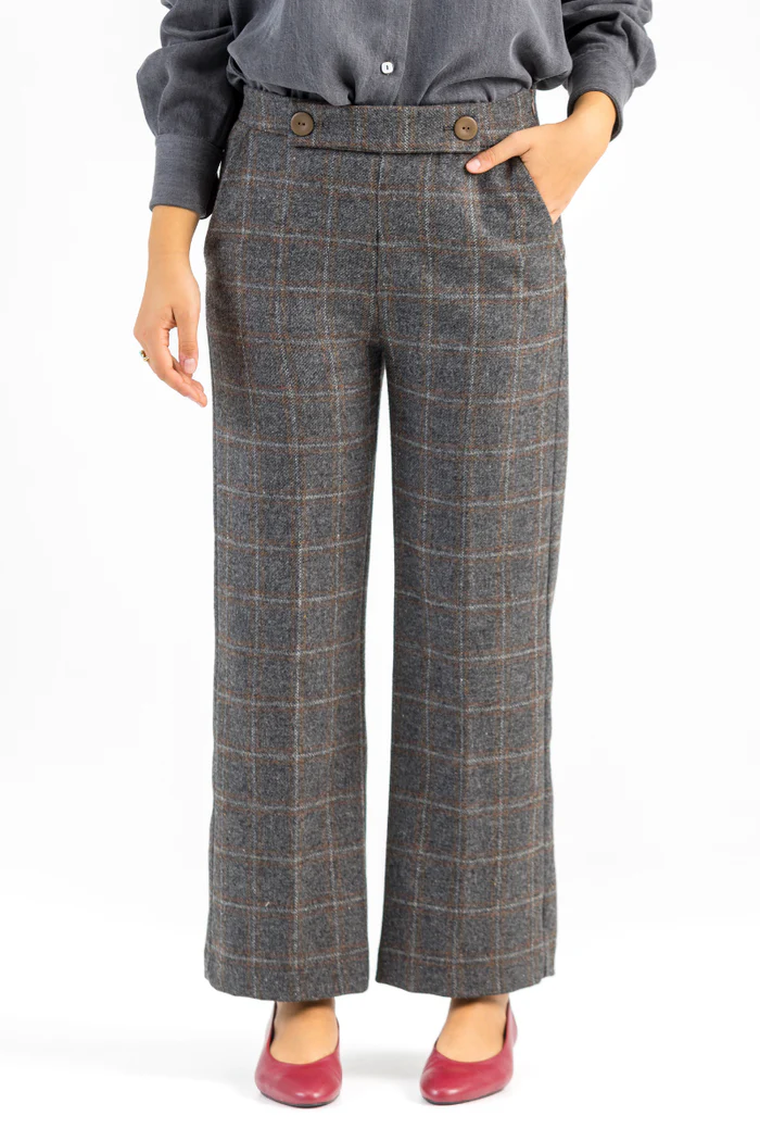 PANTALÓN GRIS CUADRO MARRÓN DE CLÖ&TILDE